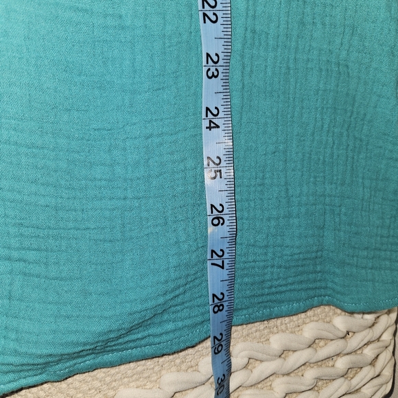 NWT Joie Blouse Teal Women Plus Size 1X Cotton Crinkle Flowy Flutter Sleeve NEW - Picture 15 of 16